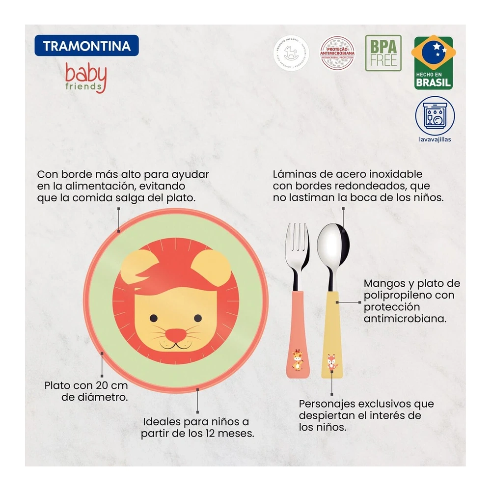 JUEGO  INFANTIL 3PZAS BABY FRIENDS TRAMONTINA T23797C 3