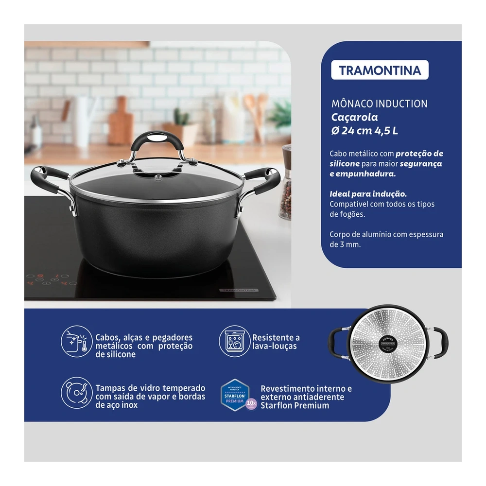 CACEROLA 24 CM MONACO INDUCTION TRAMONTINA T287053 5