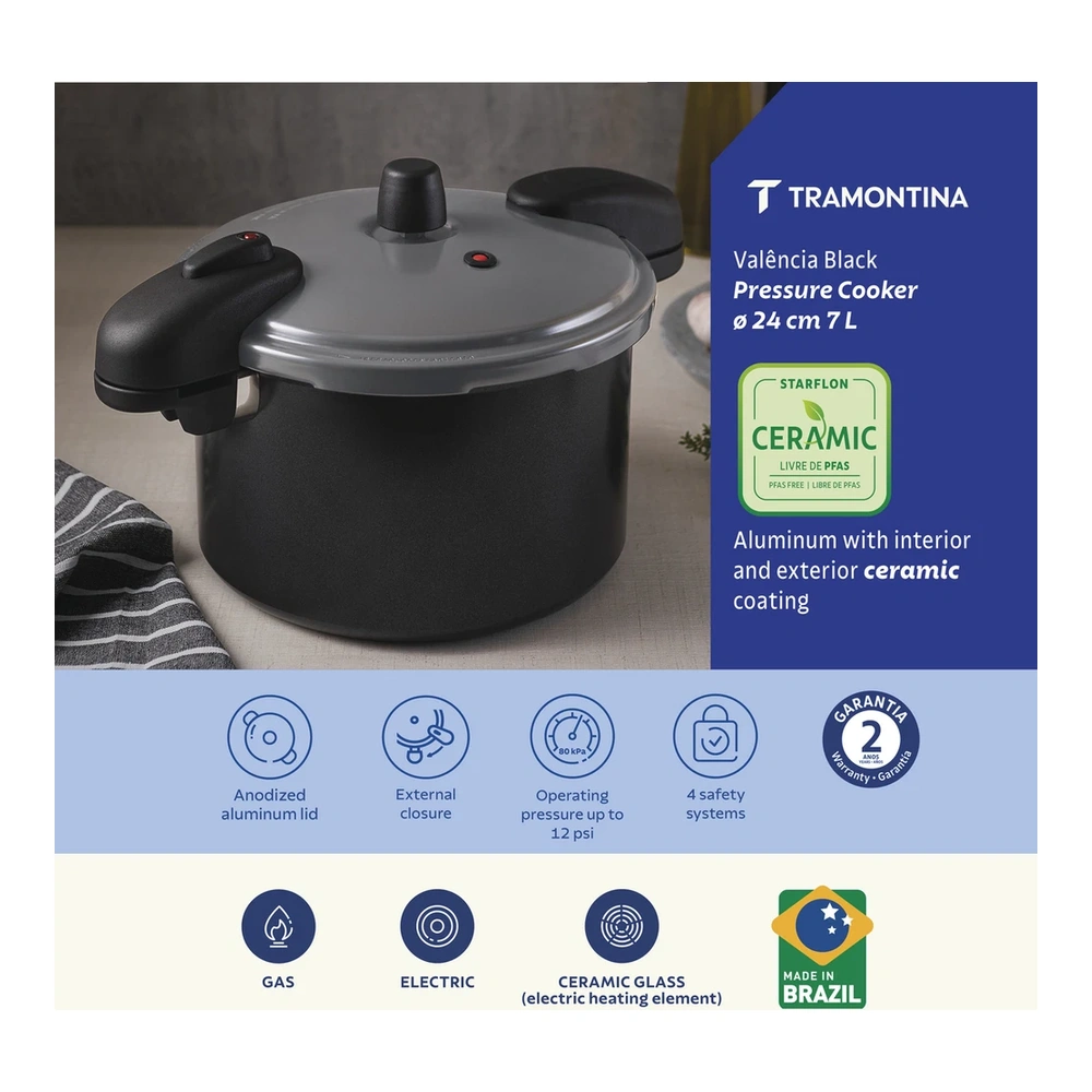 OLLA DE PRESION 24CM VALENCIA BLANCOACK TRAMONTINA T20565 5