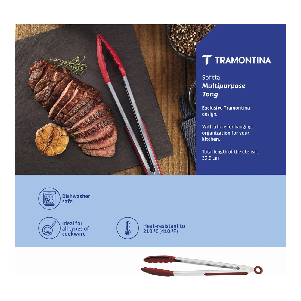 PINZA MULTIUSO 33,9 CM SOFTTA ROJO TRAMONTINA T258574 4