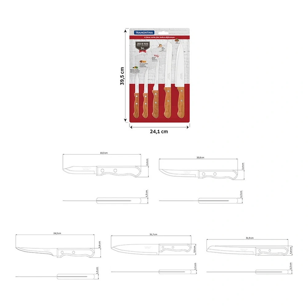 JUEGO  CUCHILLOS 5 PZAS DYNAMARILLOIC TRAMONTINA T22399E 4