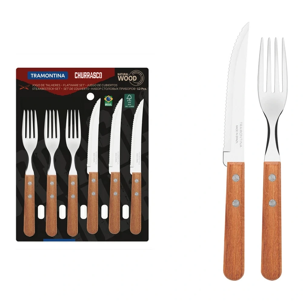 JUEGO  CUBIERTOS 12 PZAS CHURRASCO TRAMONTINA T223996 2