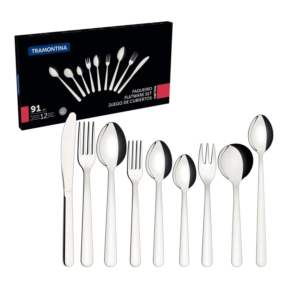 JUEGO DE CUBIERTOS 91 PIEZAS MALIBU TRAMONTINA T23799J