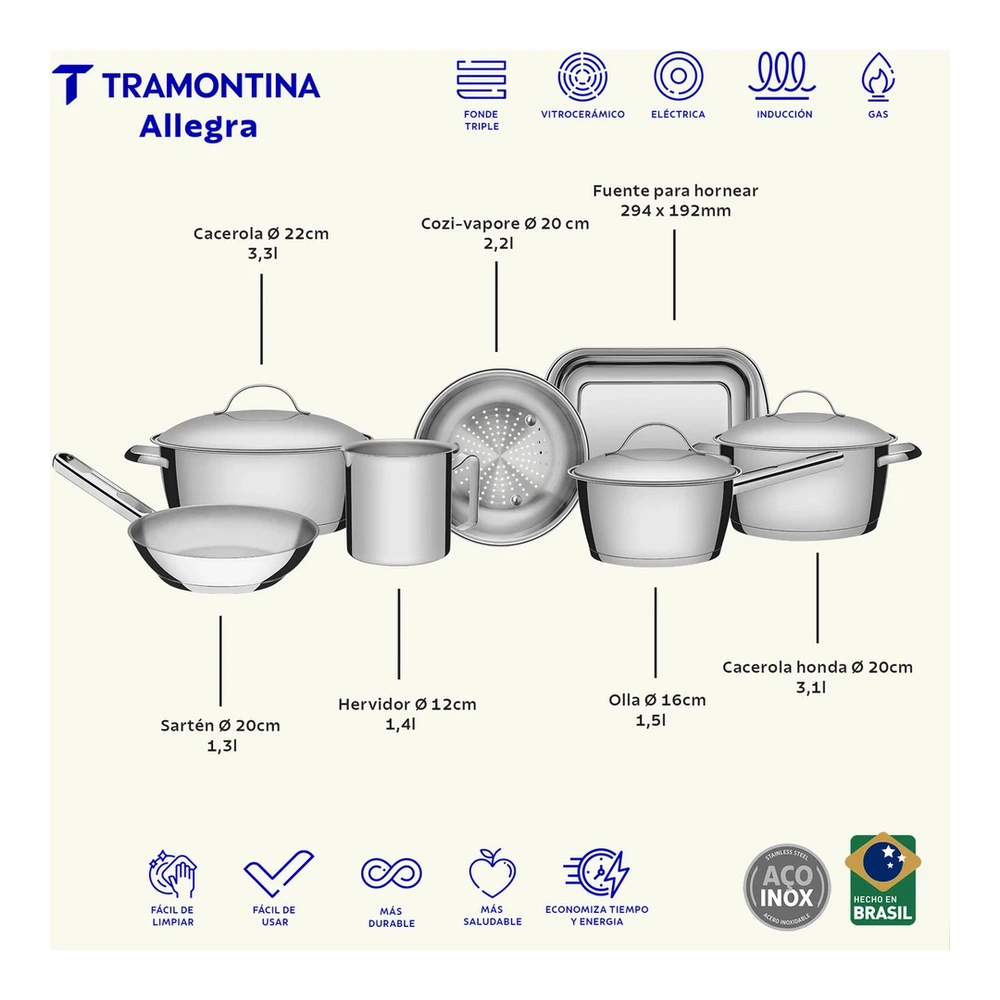 JUEGO DE COCINA 7 PZAS  TRAMONTINA T65650L 4