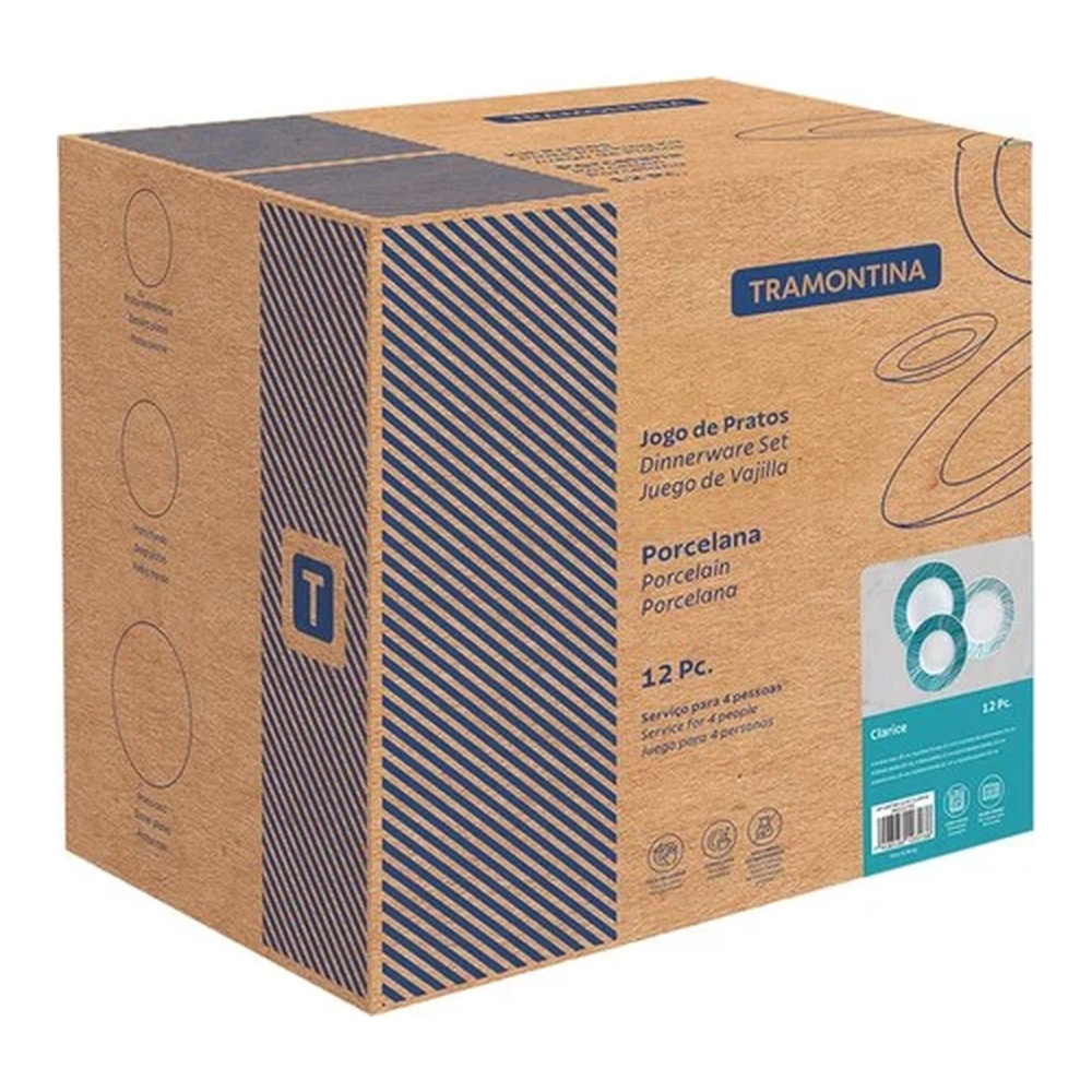 CLARICE  JUEGO DE VAJILLA 12 PZS TRAMONTINA T96011A 4