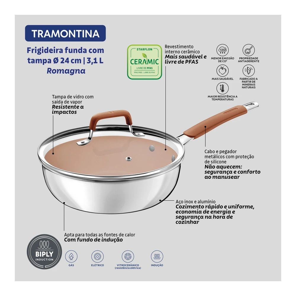 SARTEN HONDA 24 CM ROMAGNA TRAMONTINA T287445 5