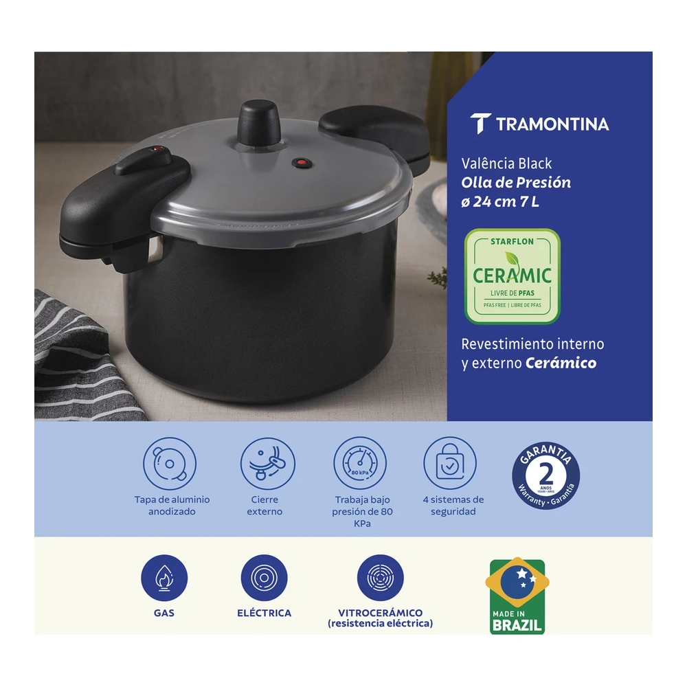 OLLA DE PRESION 24CM VALENCIA BLANCOACK TRAMONTINA T20565 3
