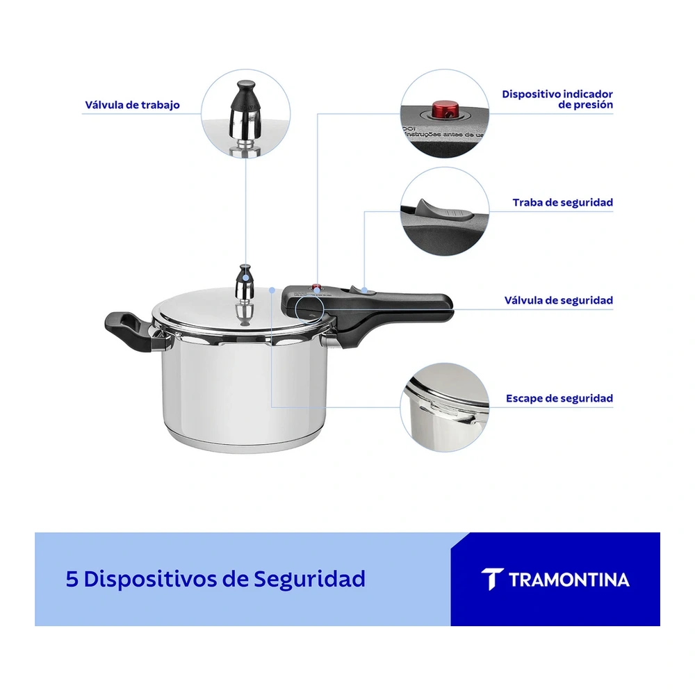 OLLA A PRESIÓN 22CM 6LT BRAVA TRAMONTINA T62416 4