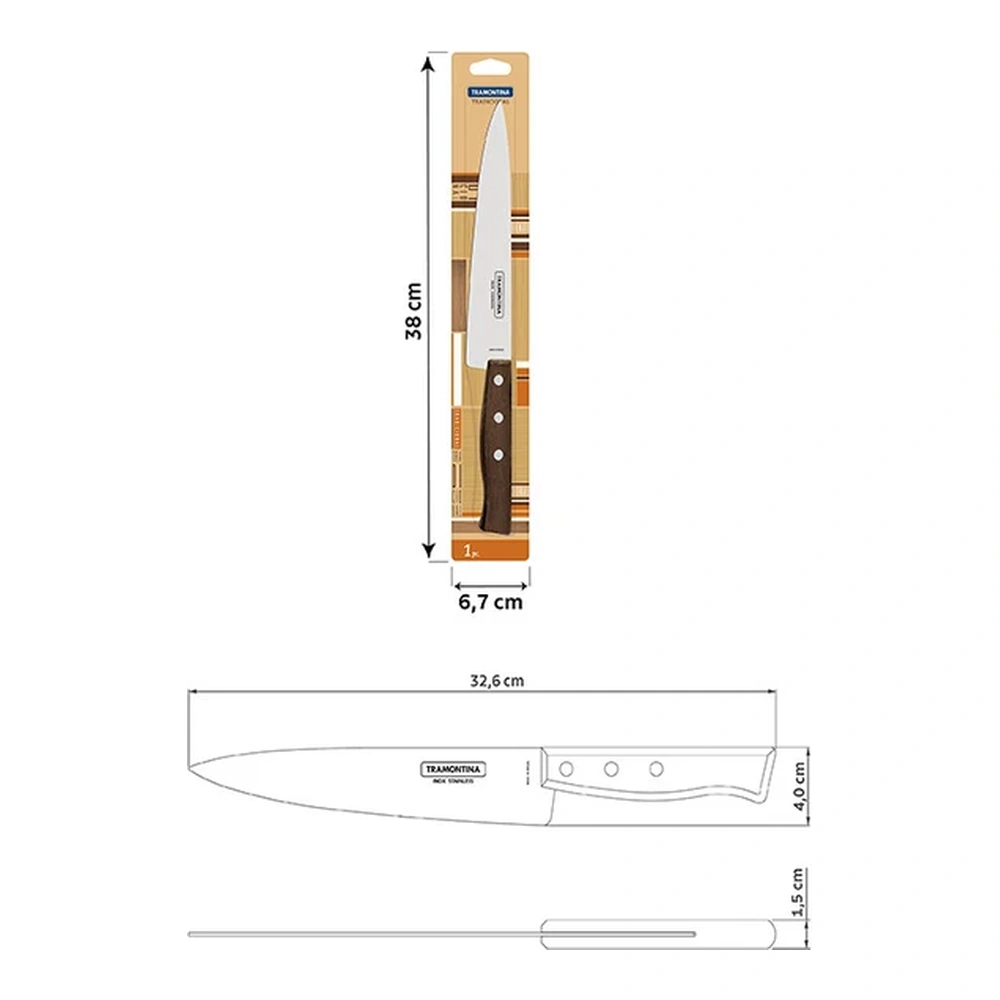 CUCHILLO COCINA 8 TRADICIONAL TRAMONTINA T222193 4