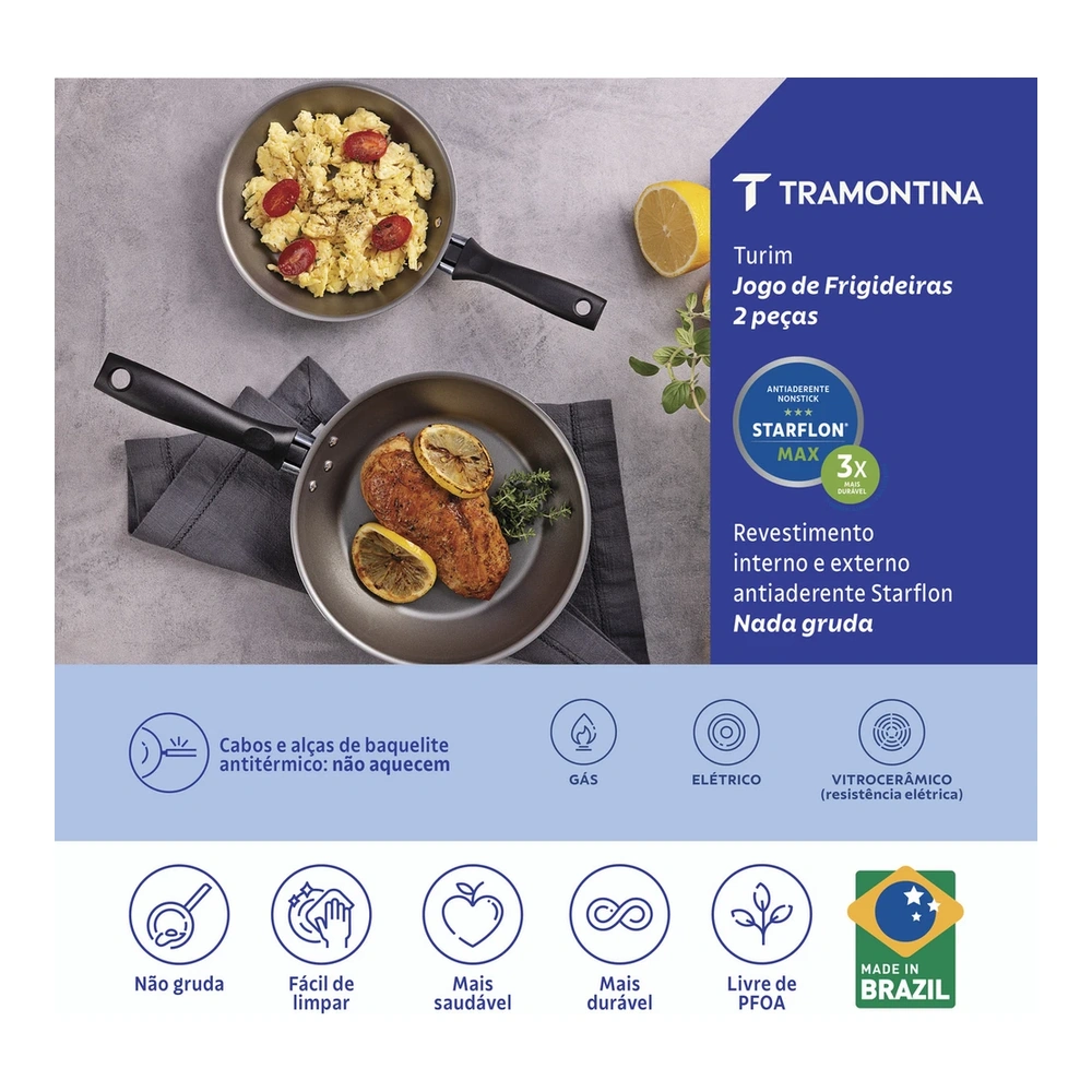 JUEGO  DE SARTENES 2 PZAS TURIM TRAMONTINA T201981 4