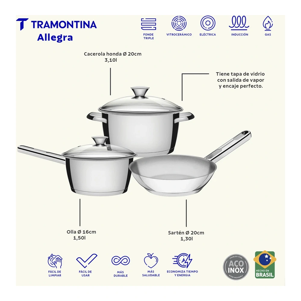 JUEGO DE COCINA 3PZ  ALLEGRA TRAMONTINA T656606 4