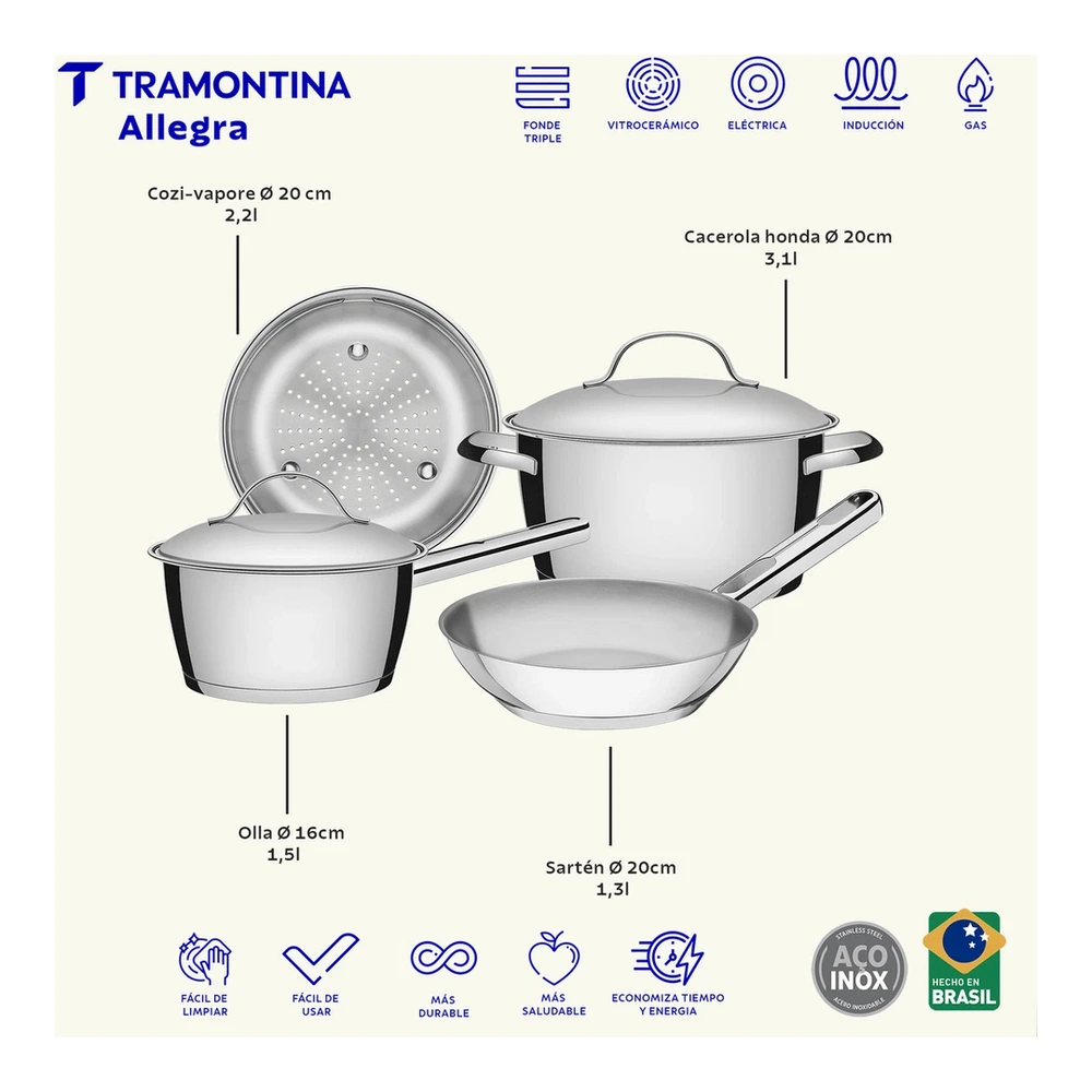 JUEGO DE COCINA 4 PZAS  TRAMONTINA T656600 4