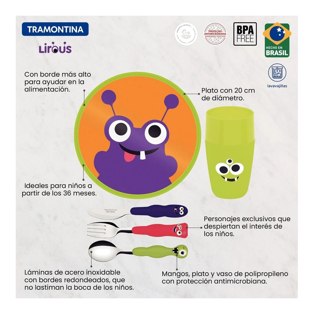 JUEGO  INFANTIL 5 PZAS LIROUS TRAMONTINA T23797G 3