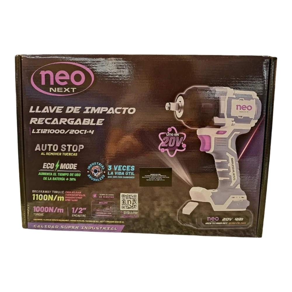 LLAVE IMPACTO RECARG. 20V 1000NM + BAT 4AH + CARG. 4A 2