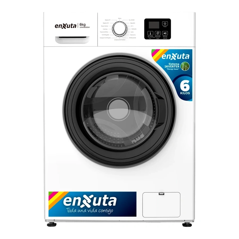 Lavarropa Automático Slim Carga Frontal 6 kg con 1000 RPM y Panel Digital