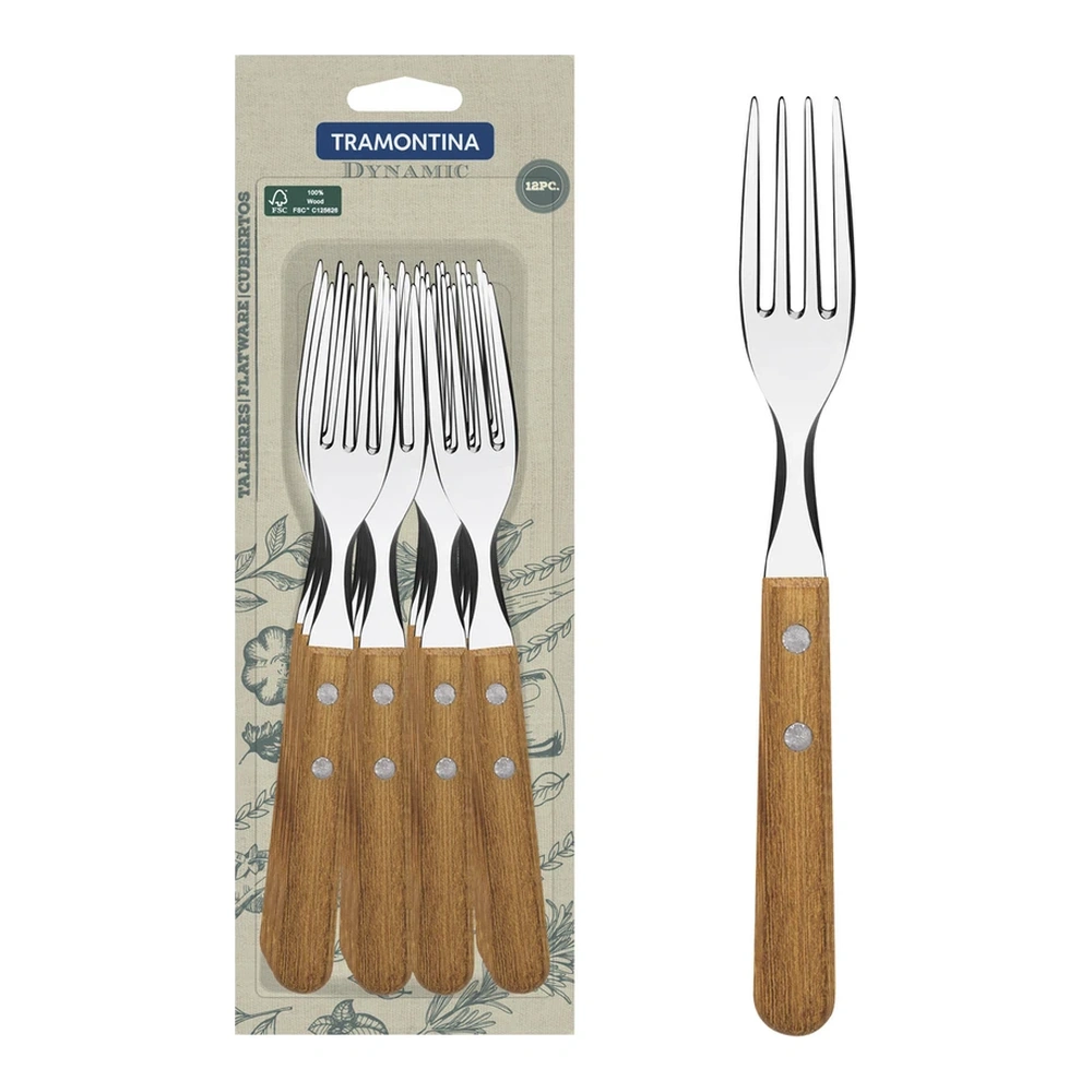 JUEGO  TENEDORES MESA 12 PZAS DYNAMARILLOIC TRAMONTINA T22302 2
