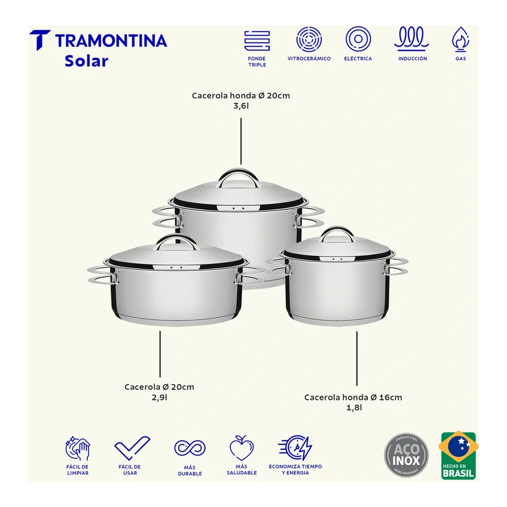 JUEGO DE COCINA 3PZAS  SOLAR TRAMONTINA T65510A 4
