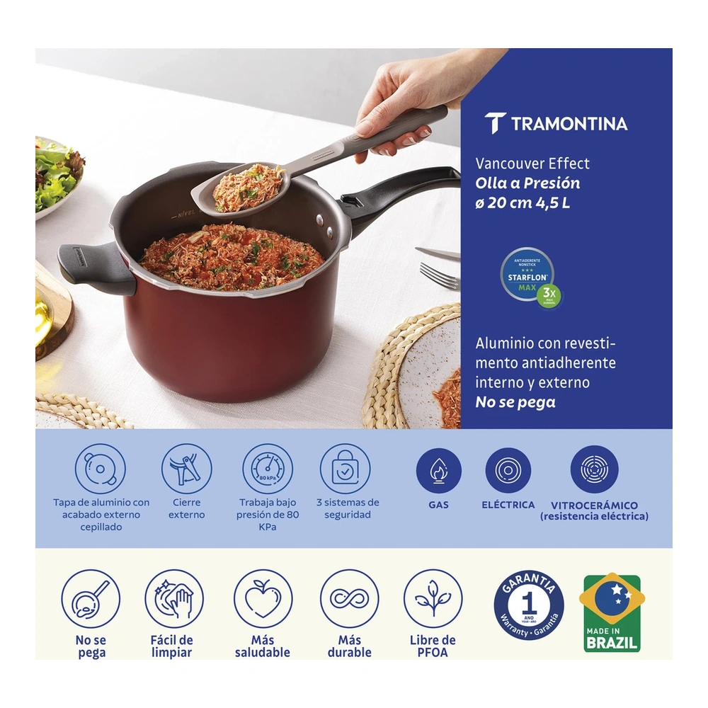 OLLA DE PRESION 20CM 4,5L VANCOUVER TRAMONTINA T205911 4