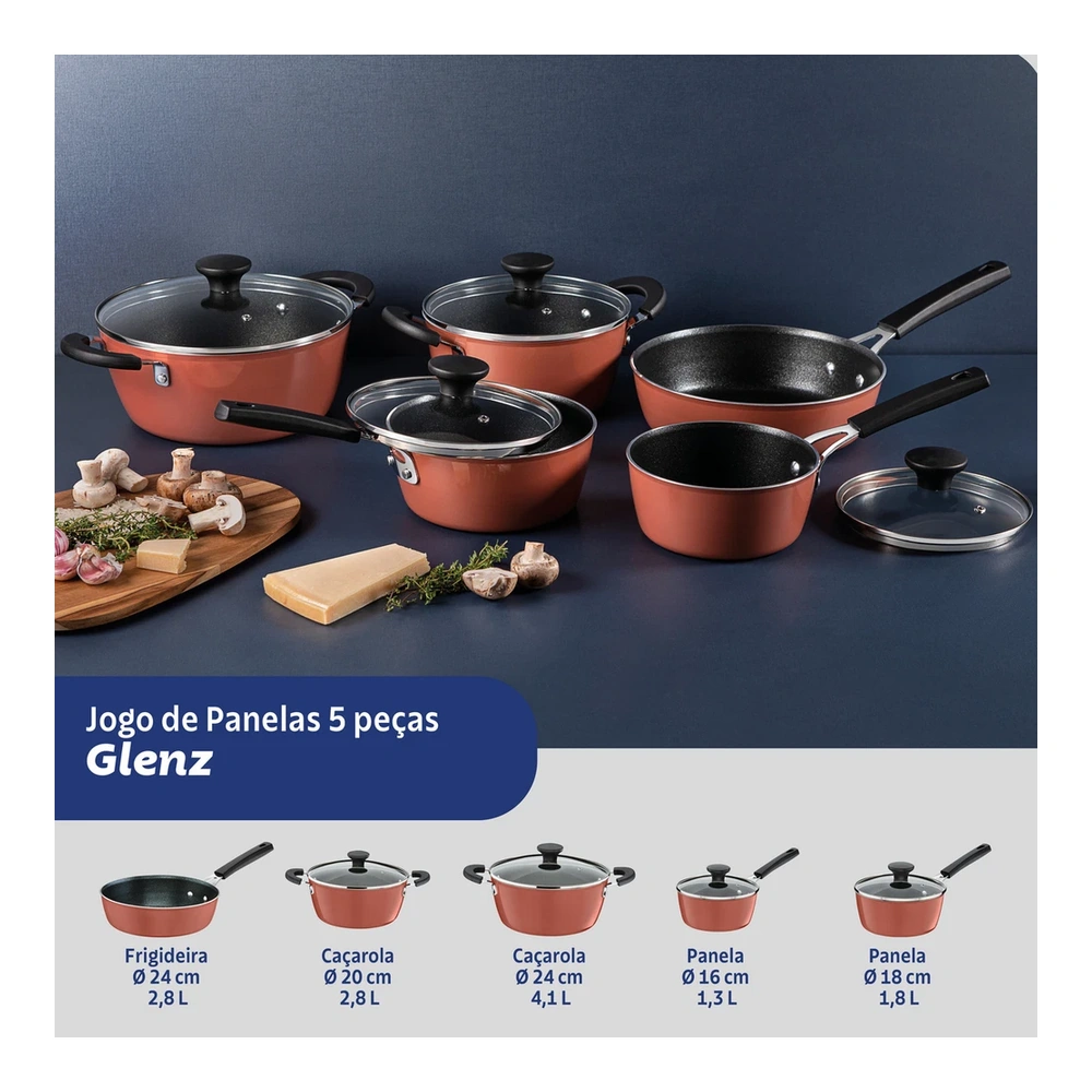 JUEGO DE COCINA 5 PZAS GLENZ TRAMONTINA T286993 3