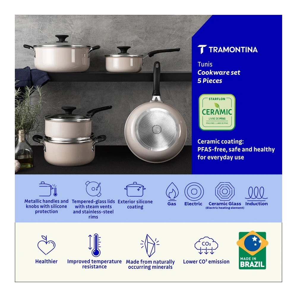 JUEGO DE COCINA 5 PZAS TUNIS TRAMONTINA T287998 5