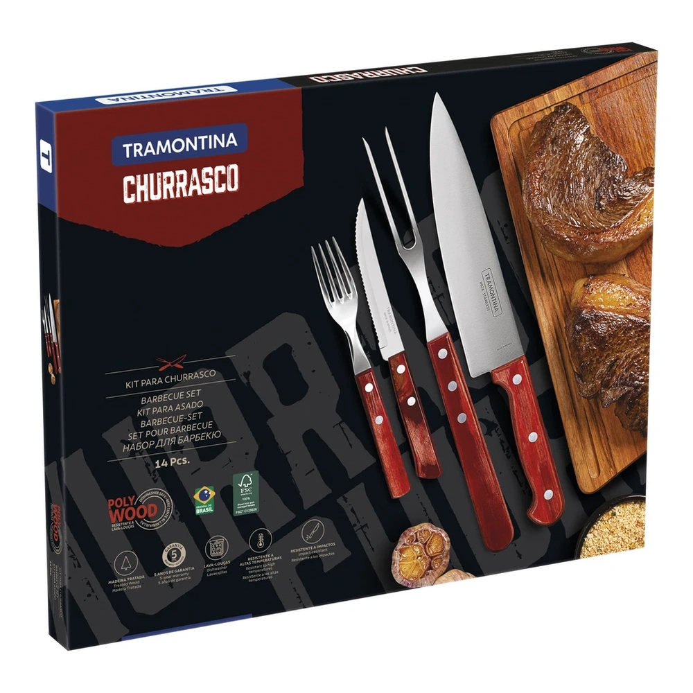 JUEGO   PARA ASADO 14 PZAS POLYOOD TRAMONTINA T21199N 3