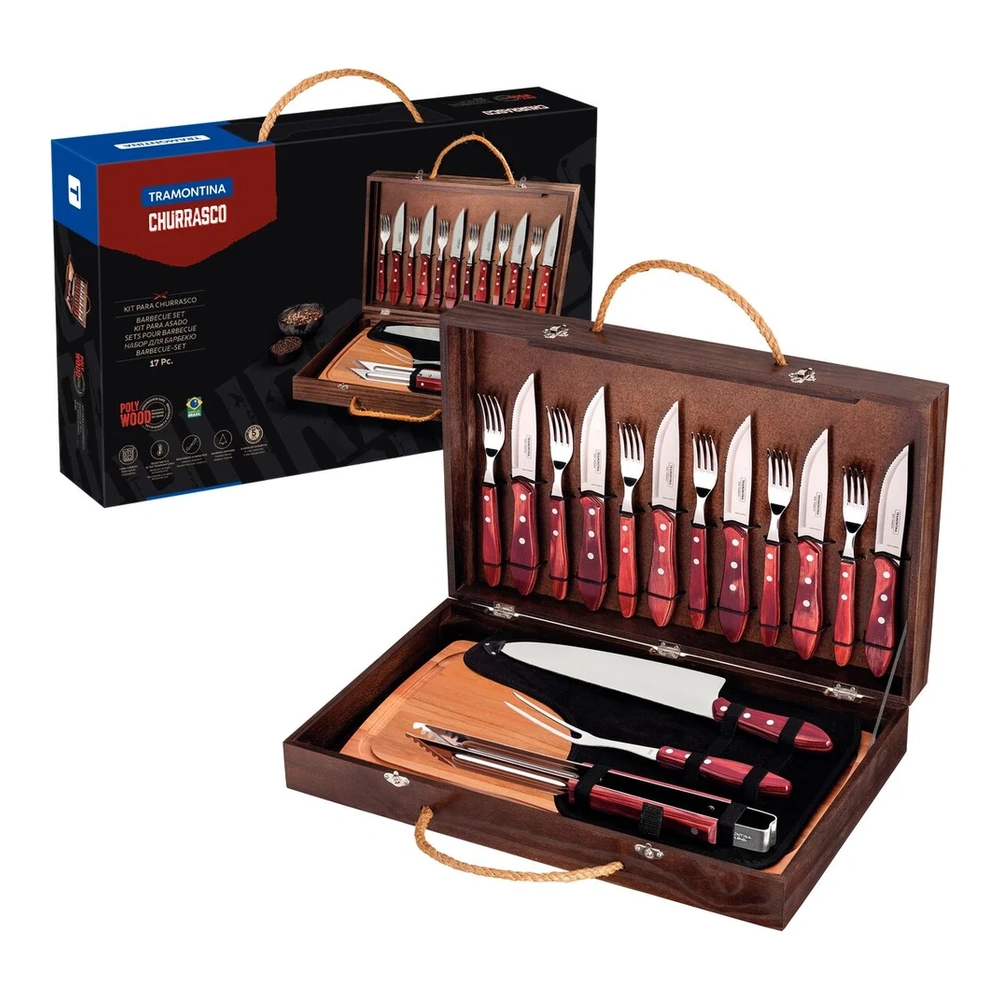 JUEGO   PARA ASADO 17 PZAS POLYOOD TRAMONTINA T211987 2
