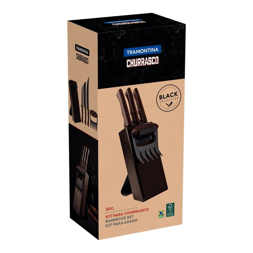 KIT PARA ASADO 5PZAS CHURRASC TRAMONTINA T229991 5