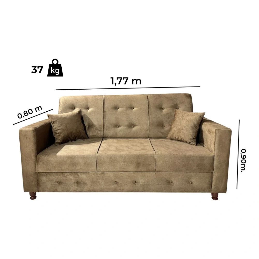 Sofá Unanime New Ita 3 Lugares Beige 2
