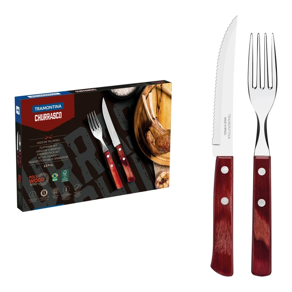 JUEGO   PARA ASADO 12 PZAS POLYOOD TRAMONTINA T211990 2