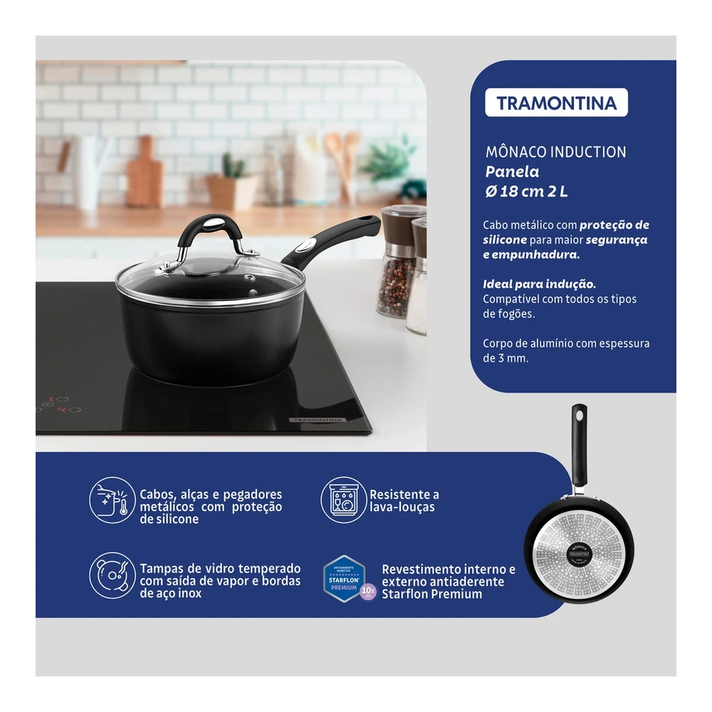 OLLA 18 CM MONACO INDUCTION TRAMONTINA T287061 5