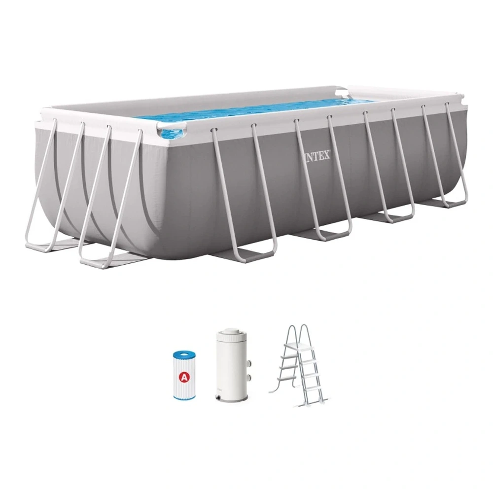 SET PISCINA RECTANGULAR CON MARCO PRISMA 4M X 2M X 1.22M de 8.418 litros. CON FILTRO C1000 TIPO A I26790
