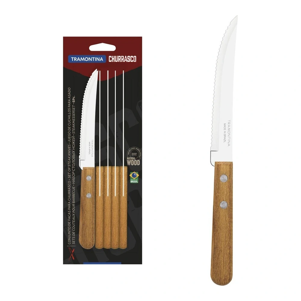 JUEGO CUCHILLOS ASADO 6 PZAS DYNAMARILLOIC TRAMONTINA T223001