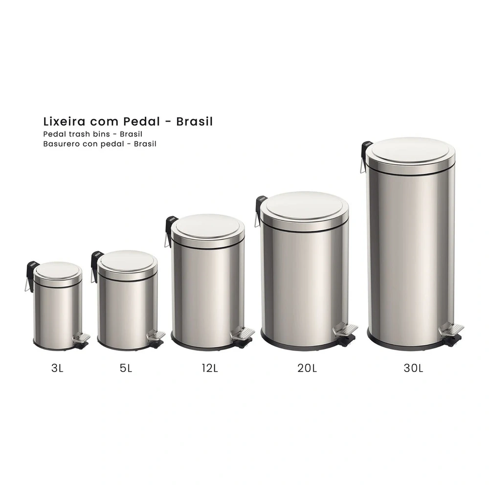 BASURERO ACERO INOX CON PEDAL 3 LIT  TRAMONTINA T945381 4