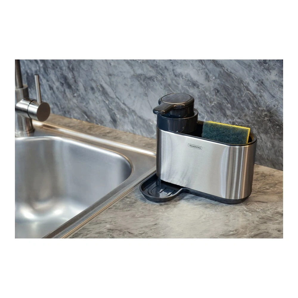 SOPORTE INOX PARA ESPONJA CON DISP DE JABON TRAMONTINA T94532A 4