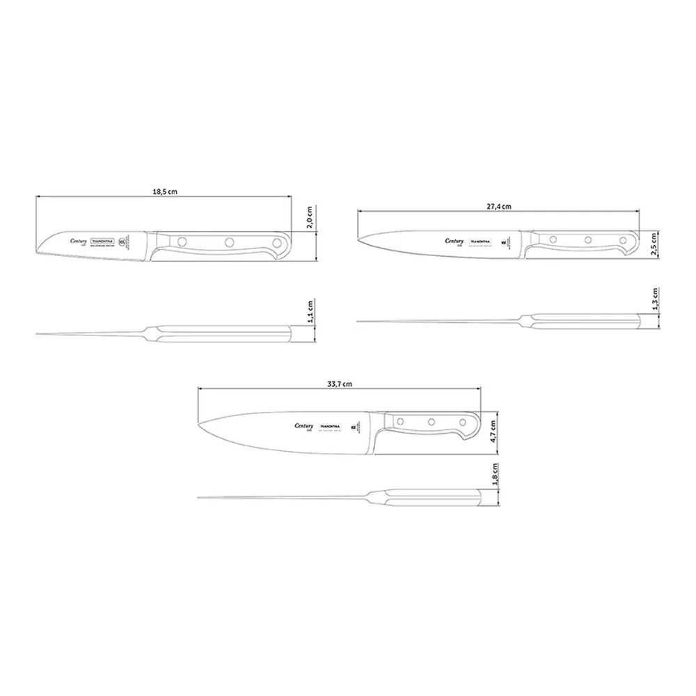 JUEGO  DE CUCHILLOS 3 UN  CENTURY TRAMONTINA T24099 5