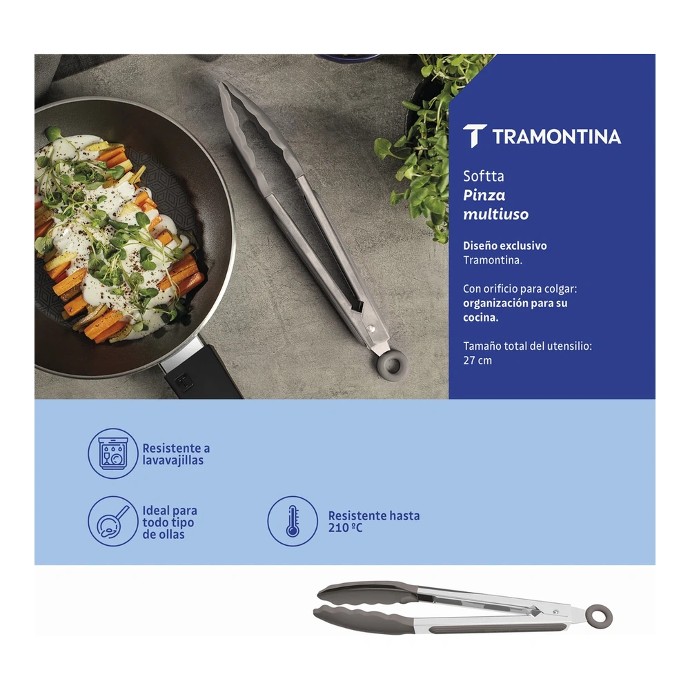PINZA MULTIUSO 27 CM SOFTTA GRIS TRAMONTINA T258571 3