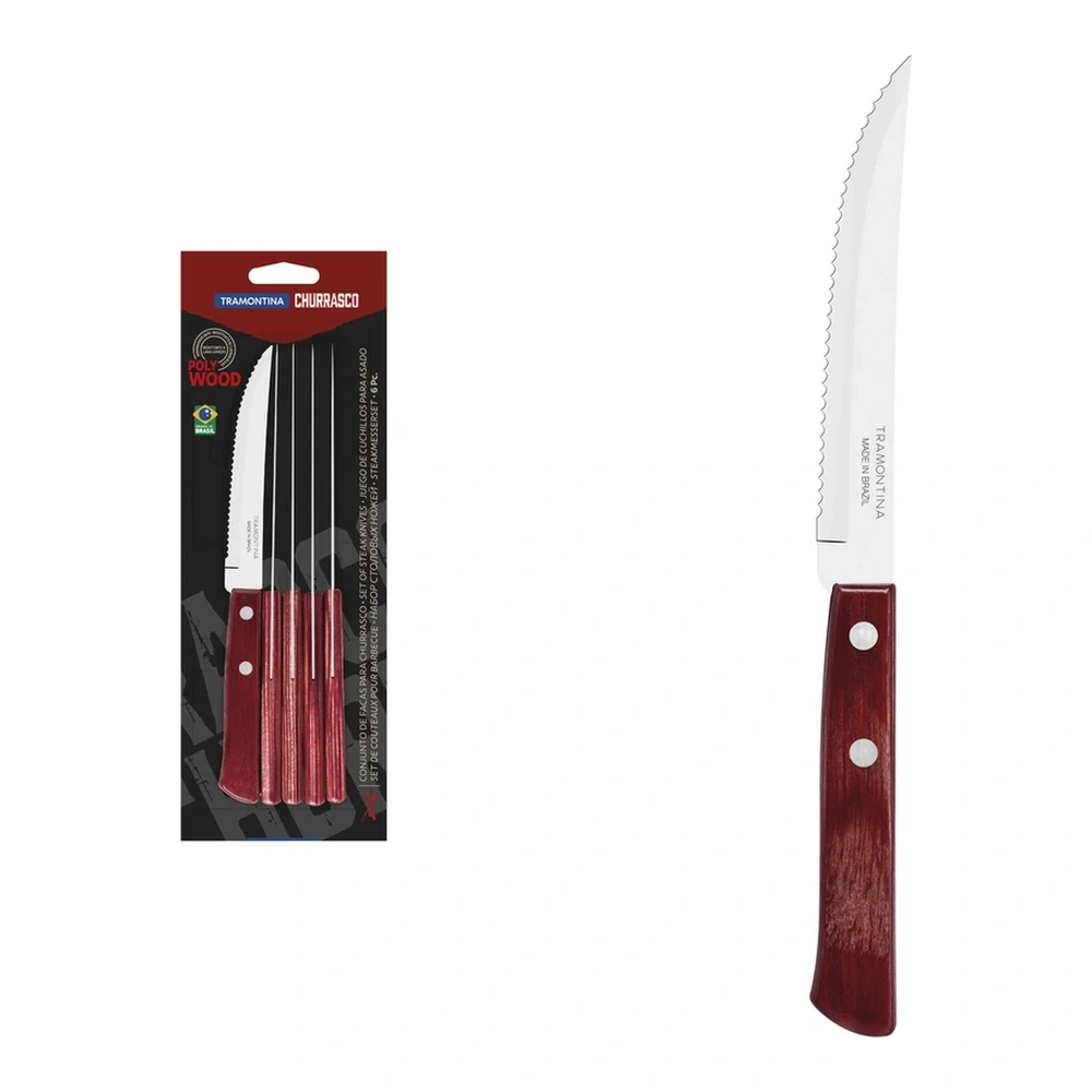 JUEGO CUCHILLOS ASADO 6 PZAS CHURRASCO TRAMONTINA T211988