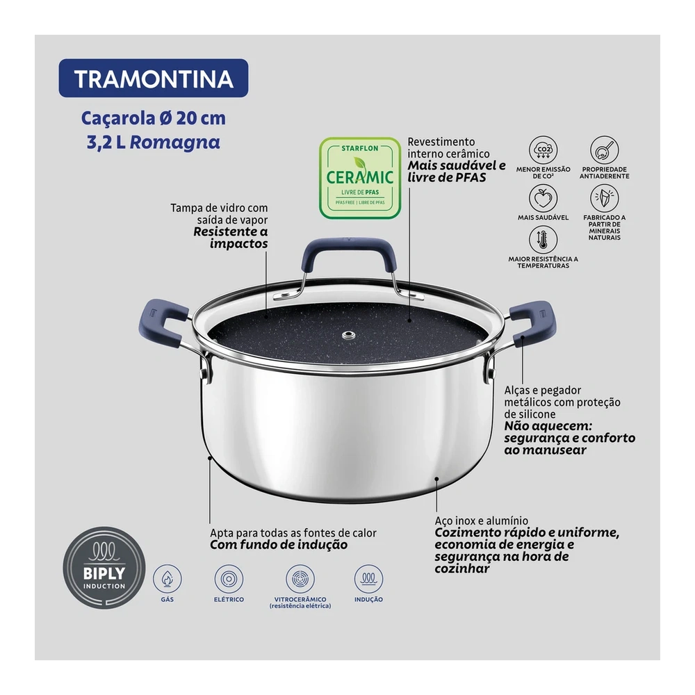 CACEROLA 20CM ROMAGNA TRAMONTINA T287421 5