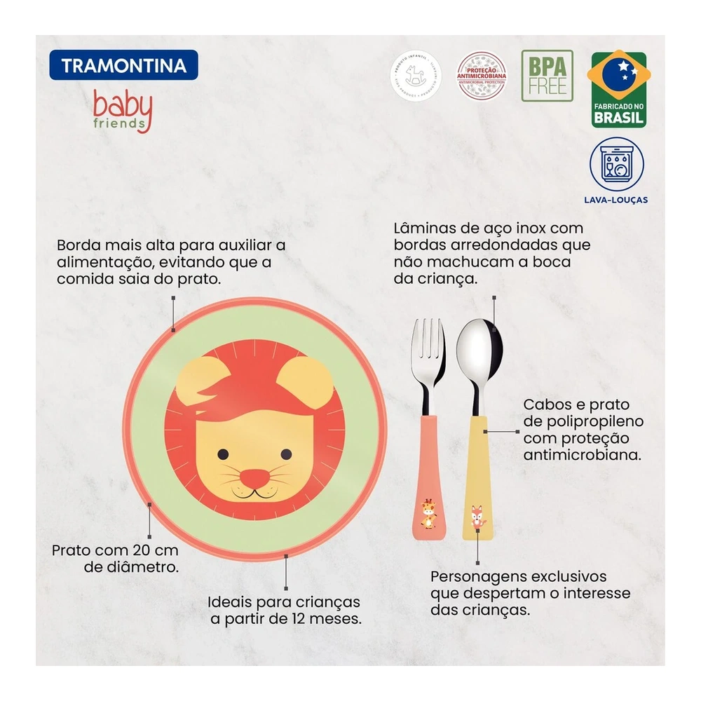 JUEGO  INFANTIL 3PZAS BABY FRIENDS TRAMONTINA T23797C 5