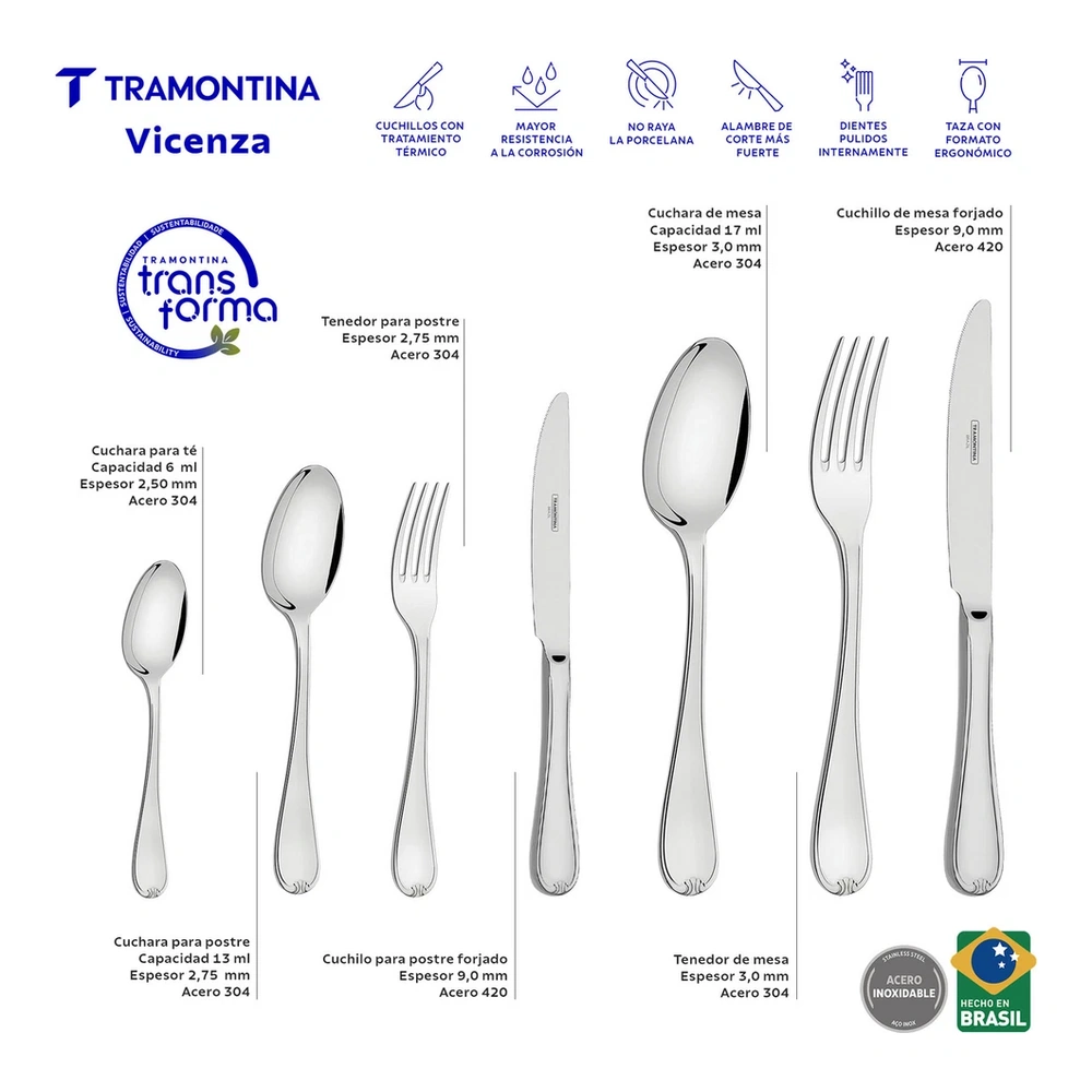 JUEGO DE CUBIERTOS 101PZAS VICENZA TRAMONTINA T669242 3