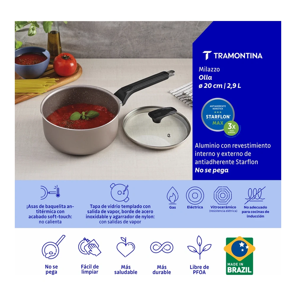 OLLA 20 CM MILAZULZO TRAMONTINA T285733 3