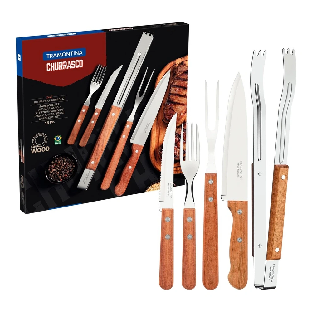 JUEGO   PARA ASADO 15 PZAS DYNAMARILLOIC TRAMONTINA T223992 2