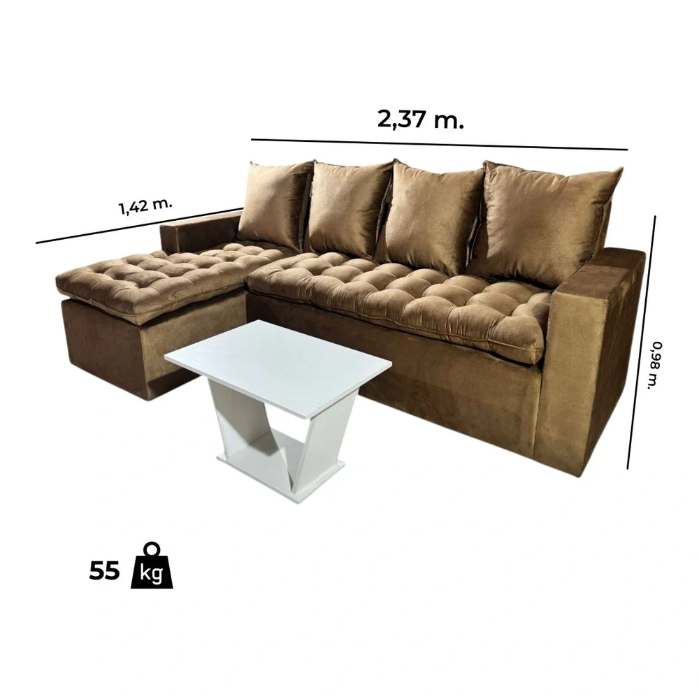 Sofá Unanime Atyra 3L + Chaise Beige 2