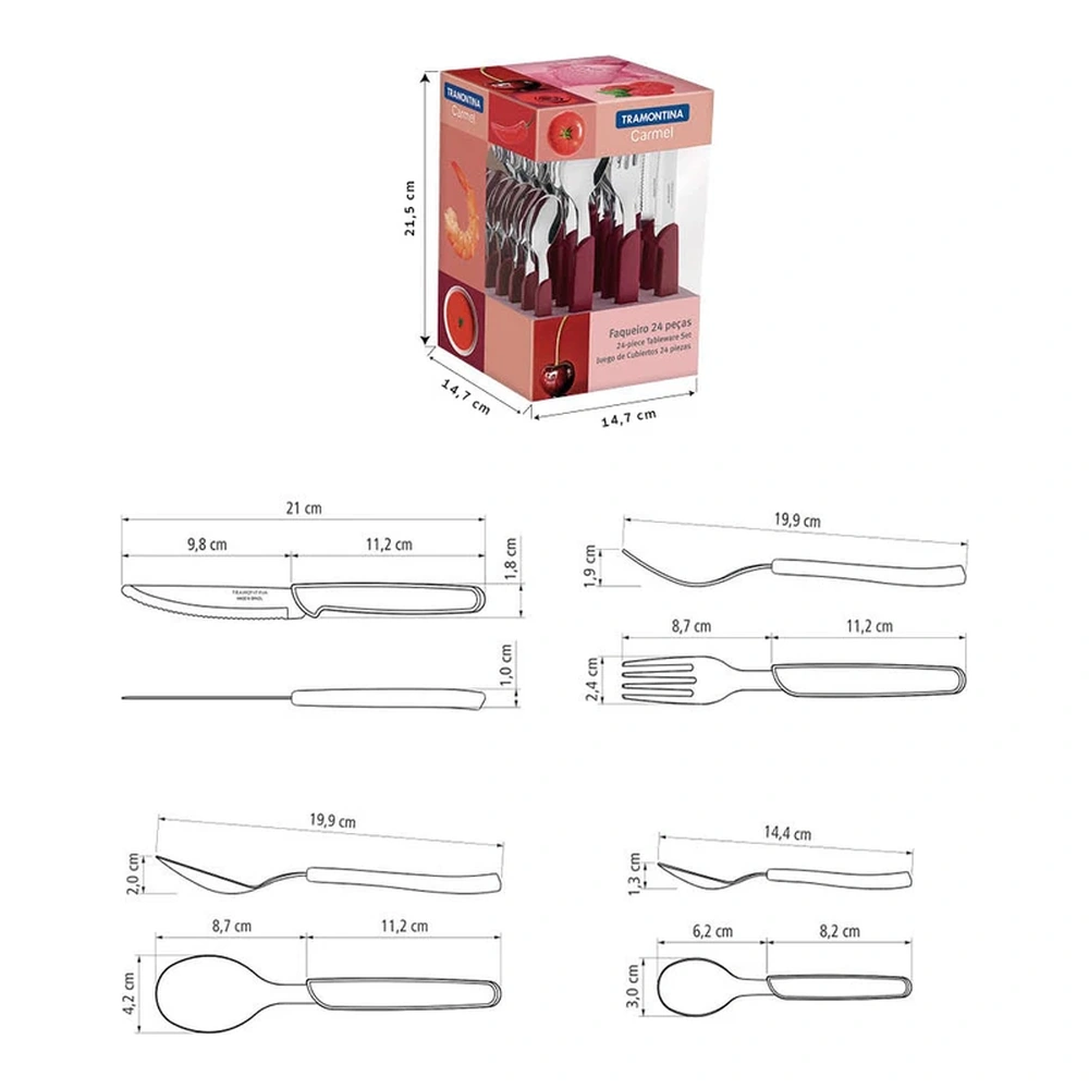 JUEGO  CUBIERTOS 24 PZAS CARMEL TRAMONTINA T234997 5