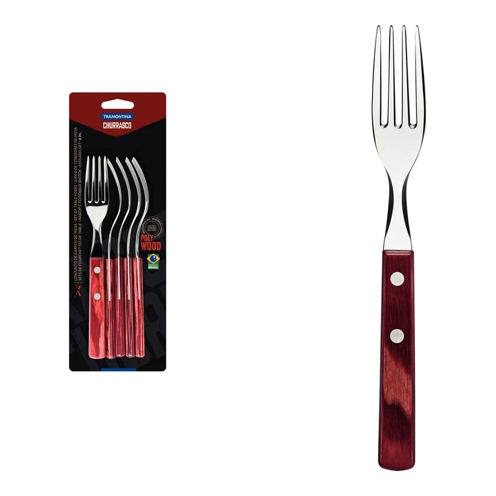JUEGO   TENEDORES MESA 6 PZAS CHURRASCO TRAMONTINA T211989 2