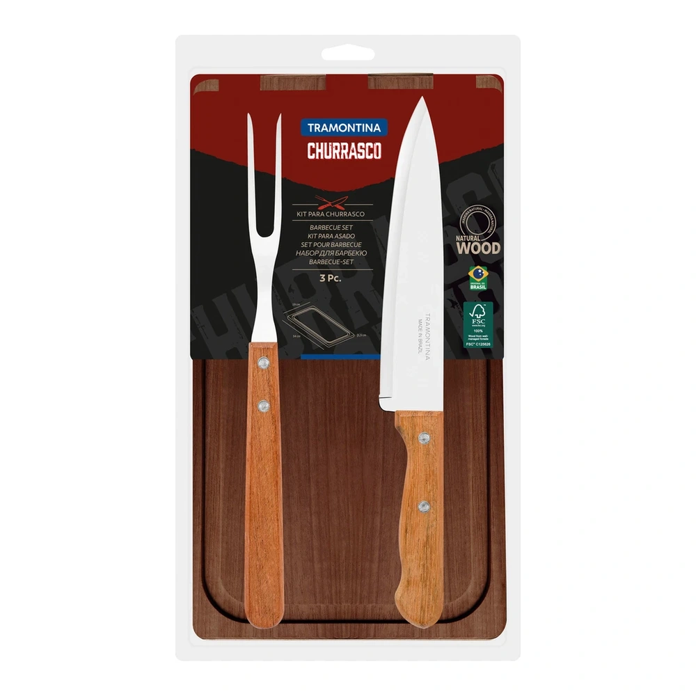 KIT PARA ASADO 3 PZAS CHURRASCO TRAMONTINA T223993 4