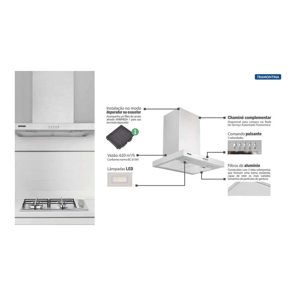 CAMPANAINOX NE DRITTA ALL 60 220V TRAMONTINA T958004 3