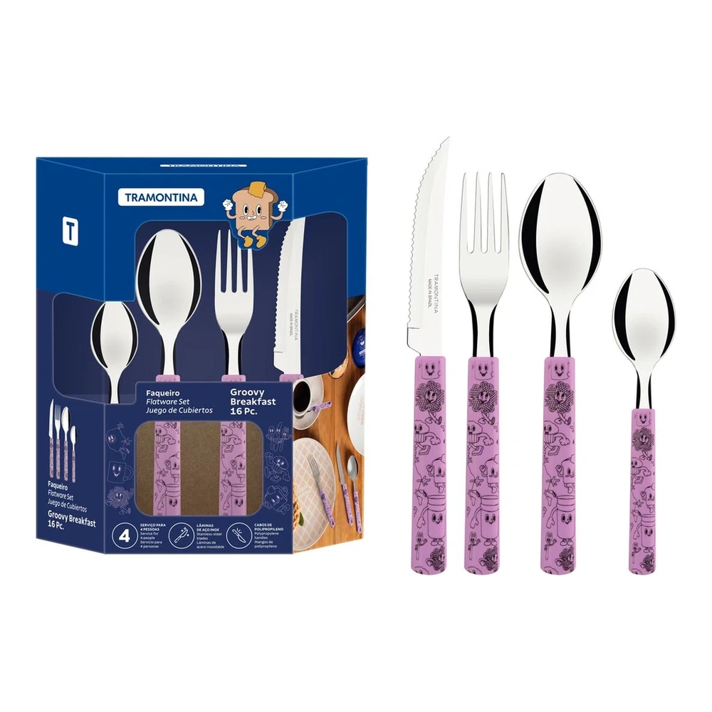 JUEGO  DE CUBIERTOS 16 PZAS GROOVY BREAK LAV TRAMONTINA T29899Y 2