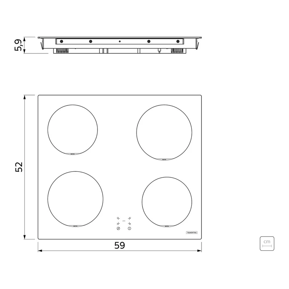 PLACA COC INDUCCION SQUARE BASIC 4EI 60 TRAMONTINA T947512 4