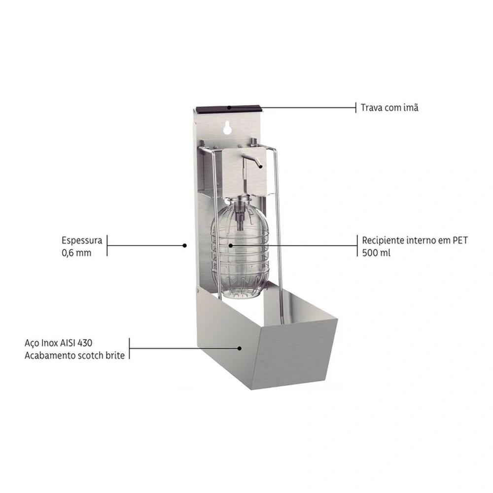 DISPENSADOR JABON INOX 500ML TRAMONTINA T945327 3